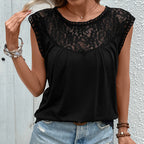 Sleeveless Lace Round Neck Top