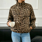 Women Long Sleeved Leopard Print Jacket Spring Lightweight