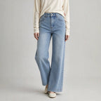 Vintage Casual All Matching Stretch Women Straight Wide Leg Jeans