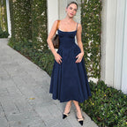 Women's 's Spaghetti-Strap Ruched Zip Midi Cami Dress