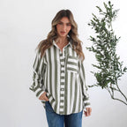 Asymmetric Striped Oversized Shirt