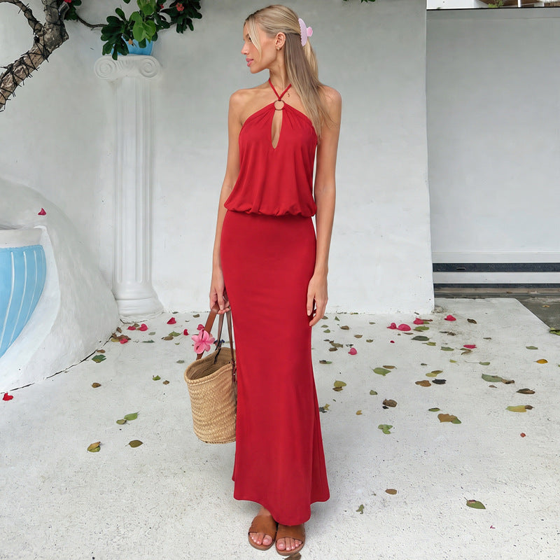 Halter-Neck Backless Sheath Dress