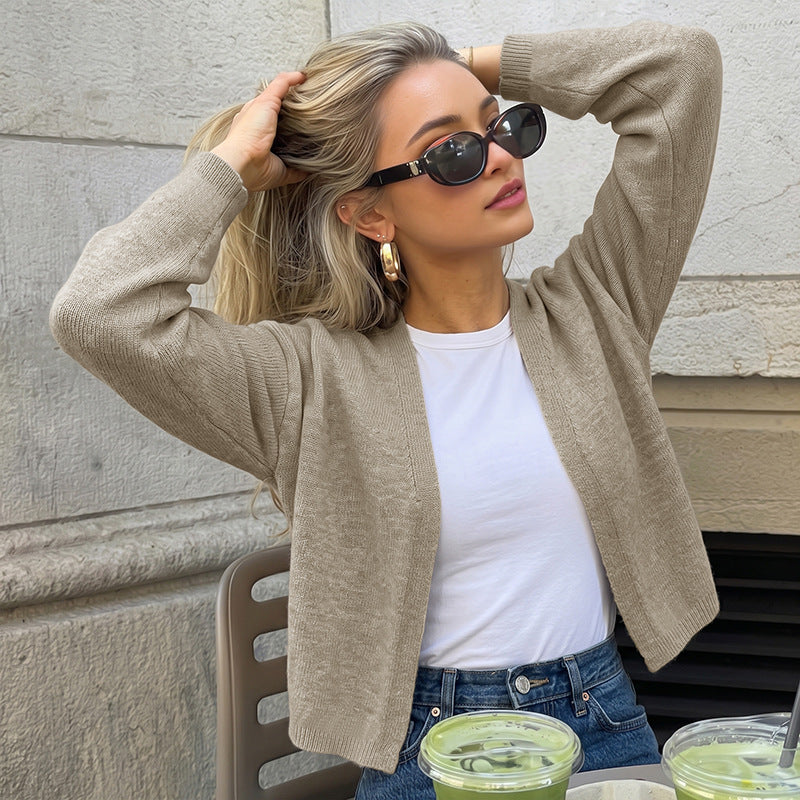 Women's Relaxed V-Neck Knit Cardigan