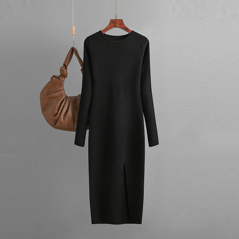 Autumn Winter Slim Fit Knitted Dress Inner Wear Outer Wear Midi Long
