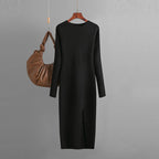 Autumn Winter Slim Fit Knitted Dress Inner Wear Outer Wear Midi Long