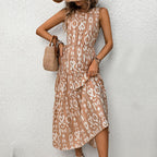 Sleeveless Abstract Print Maxi Dress