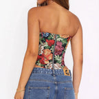 Women's Tube Top Strap Vest Irregular Asymmetric Short Cropped Outfit