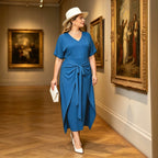 Women's Plus Size Tie-Waist Short Sleeve Dress
