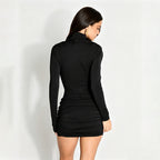 Turtleneck Swing-Collar Mini Dress