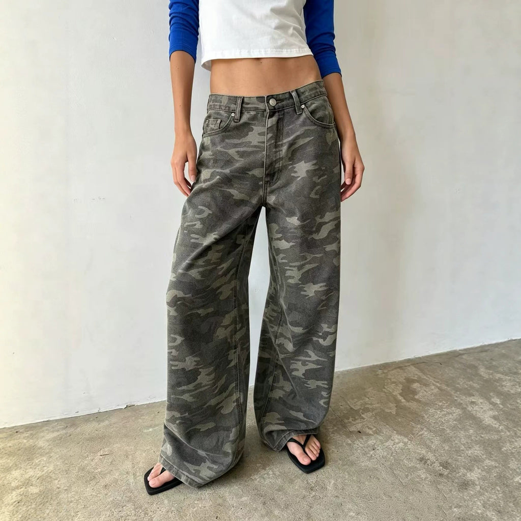 Women's Camouflage Wide-Leg Jeans