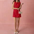 Women's Red Sleeveless A Line Dress For Party Short Dress