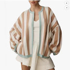 Women's Striped Knit Cardigan Sweater