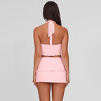 Women's Women Clothing Summer Sexy Twisted Lace Up Vest Slim Skirt Set