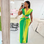 Niche Stitching Pleated Hollow Out Cutout Hip Office Dress