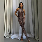 Leopard-Print Halter Jumpsuit