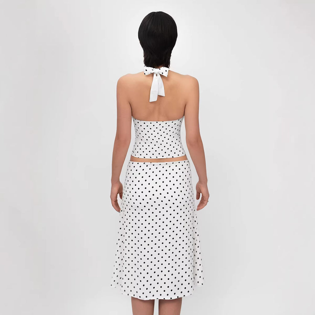 Women's Polka Dot Summer Top And Skirt Two-Piece Set