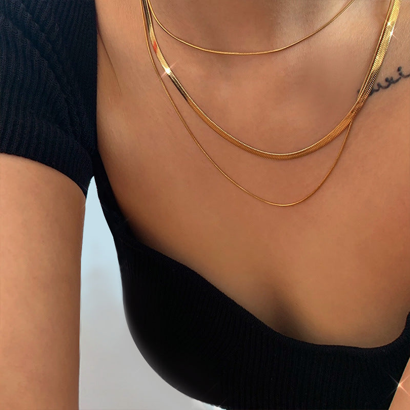 Three Layer Snake Chain Necklace