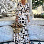 Autumn Long Sleeve Printed Loose Mid Length Holiday Dress