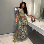 Women's Denim Personalized Hand Worn Vest and Skirt Two-Piece Set