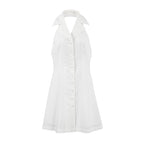 Linen Halter Backless Mini Dress