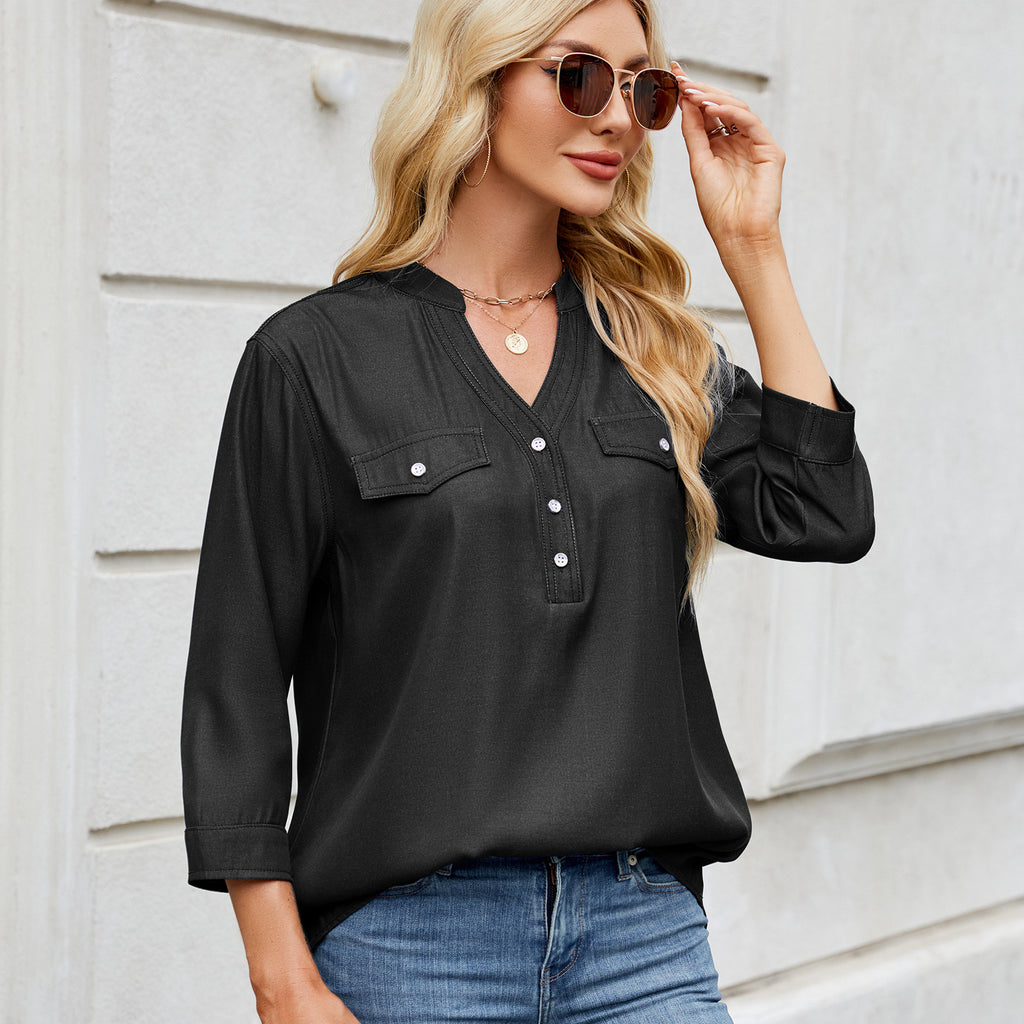 Women's Loose Imitation Denim Long Shirt