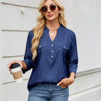 Women's Loose Imitation Denim Long Shirt