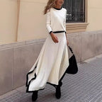 Women's Asymmetric Long-Sleeve Two-Piece Skirt Set
