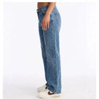 Women's Blue Distressed Straight-Leg Jeans