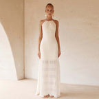 Women's Halter Knit Backless Maxi Dress