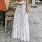White Lace Casual Vacation A Line Spring Summer Skirt