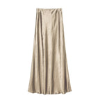 Summer Satin High Waist Elastic Hand-Held Pattern Skirt