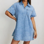 Polo Collar Loose Denim Dress