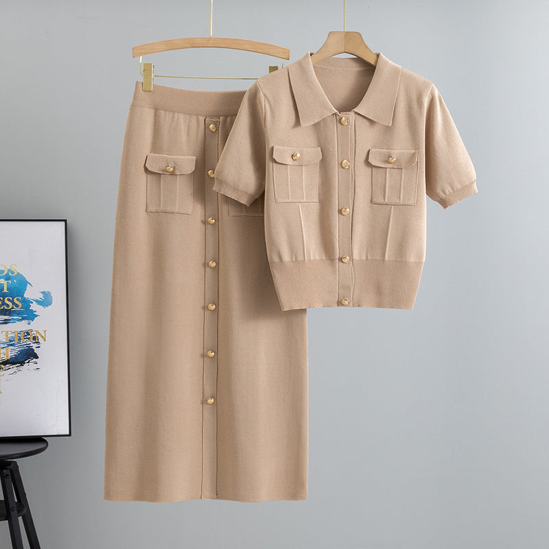 Women's Knit Top and Skirt Two-Piece Set