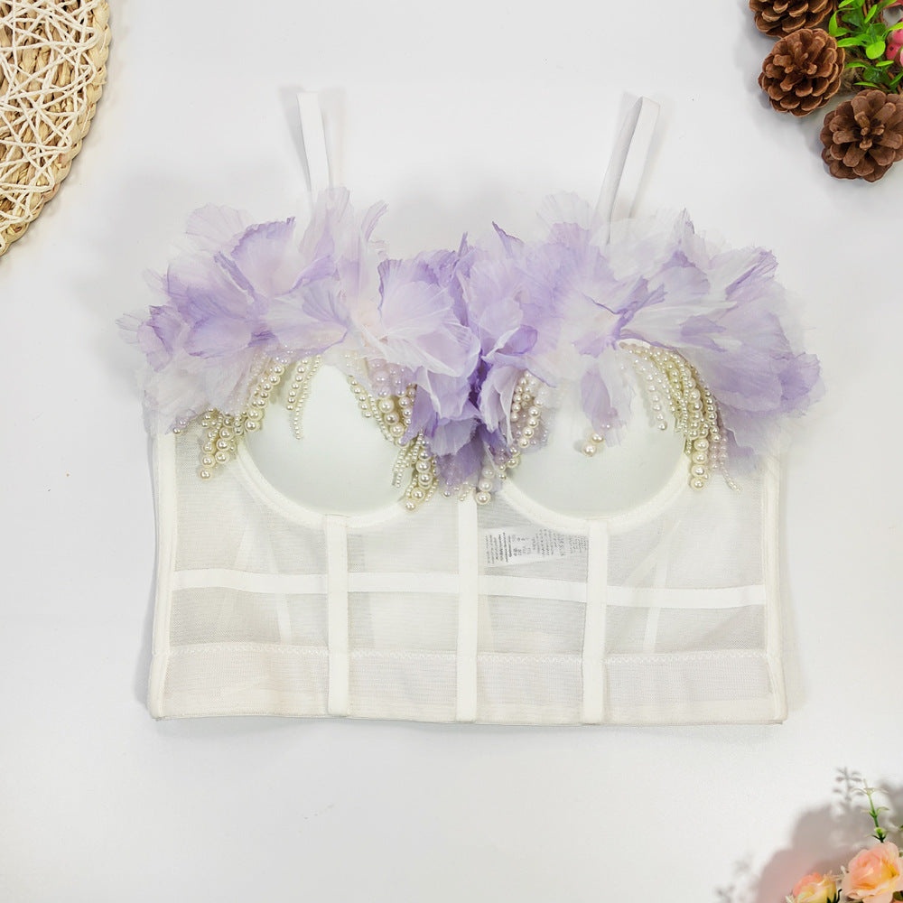 White Background with Purple Flower