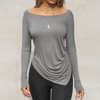 Asymmetric Fitted Long Sleeve Base Layer Top