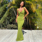 Cowl-Neck Backless Sleeveless Bodycon Maxi Dress
