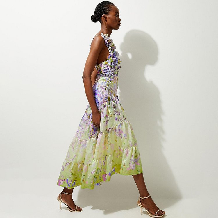 Floral Decorative One-piece Swimwear