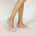 Women's Lace Mesh Bow Heels