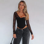 Women’s Black Asymmetric Lace One Shoulder Top
