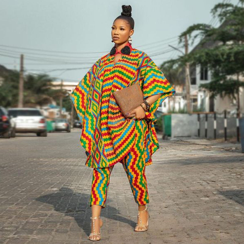 Fall Loose Digital Number Printing African Black People Two-Piece Set