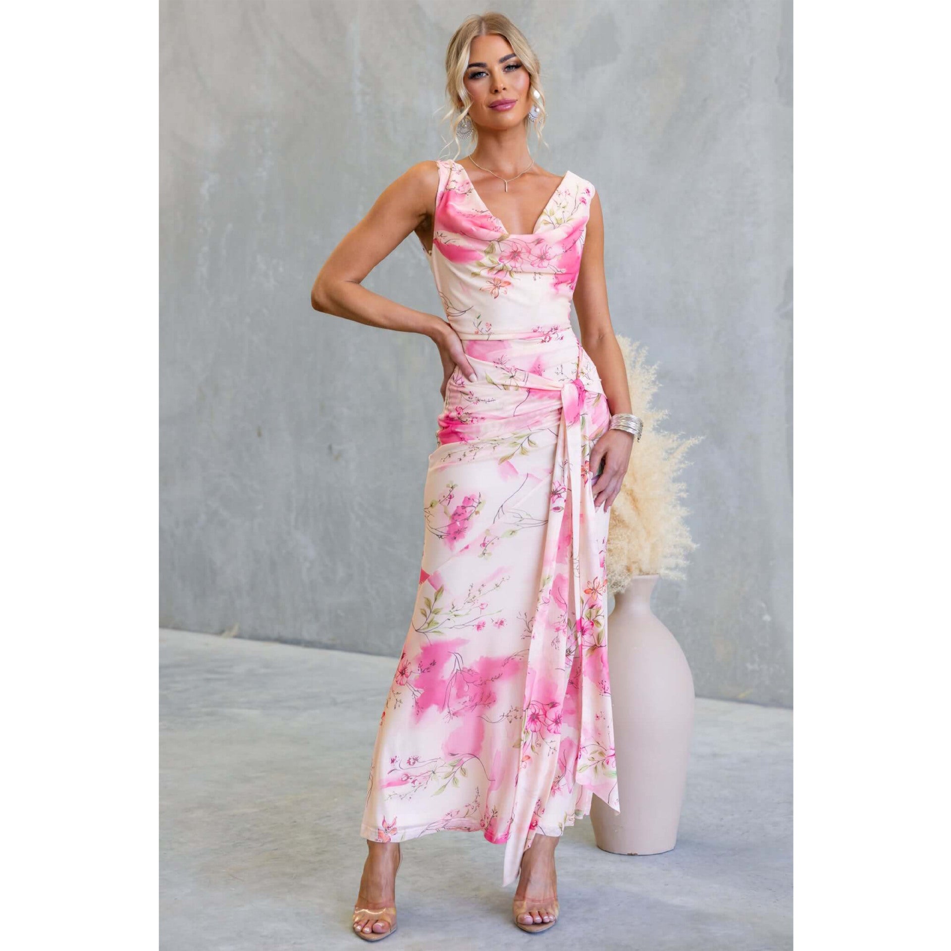 Women's Backless Floral Dress