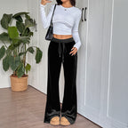 Women's Velvet Wide-Leg Pants