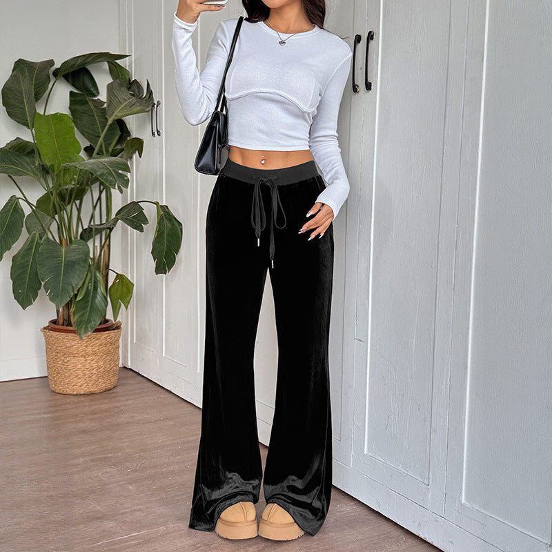 Women's Velvet Wide-Leg Pants