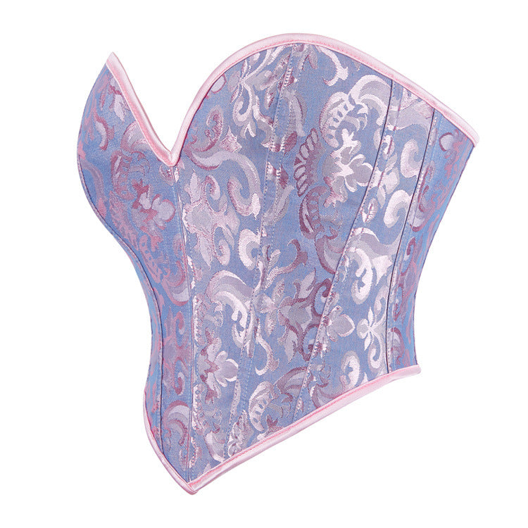 Women's Blue Printed Boned Tube Top