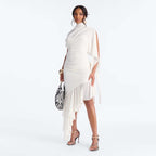 Clothing Irregular Asymmetric Ruffled Waist Tight Elegant Dress
