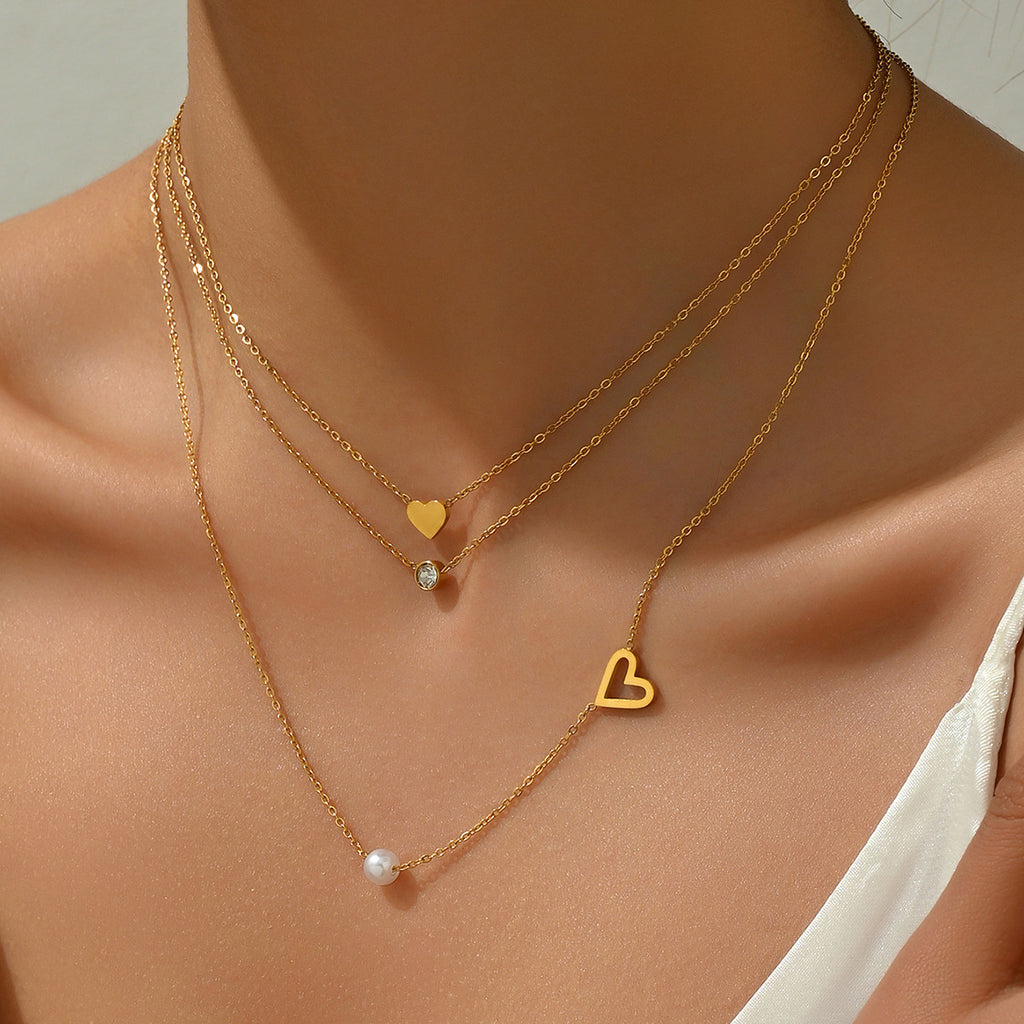 Women's Pearl Zircon Layered Necklace