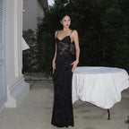 Women's Mesh V-Neck Backless Slip Dress