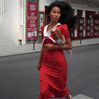 Women's Polka-Dot Split Midi Dress