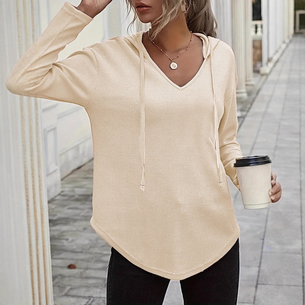 Women's V-Neck Drawstring Hoodie