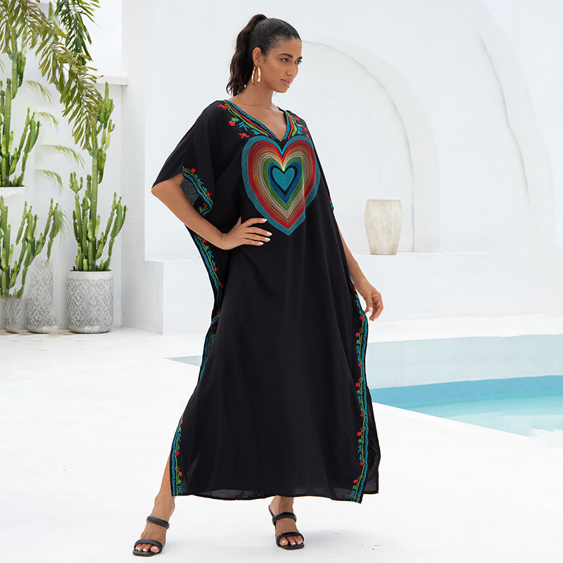 Rayon Embroidered Cover Up Swimwear
